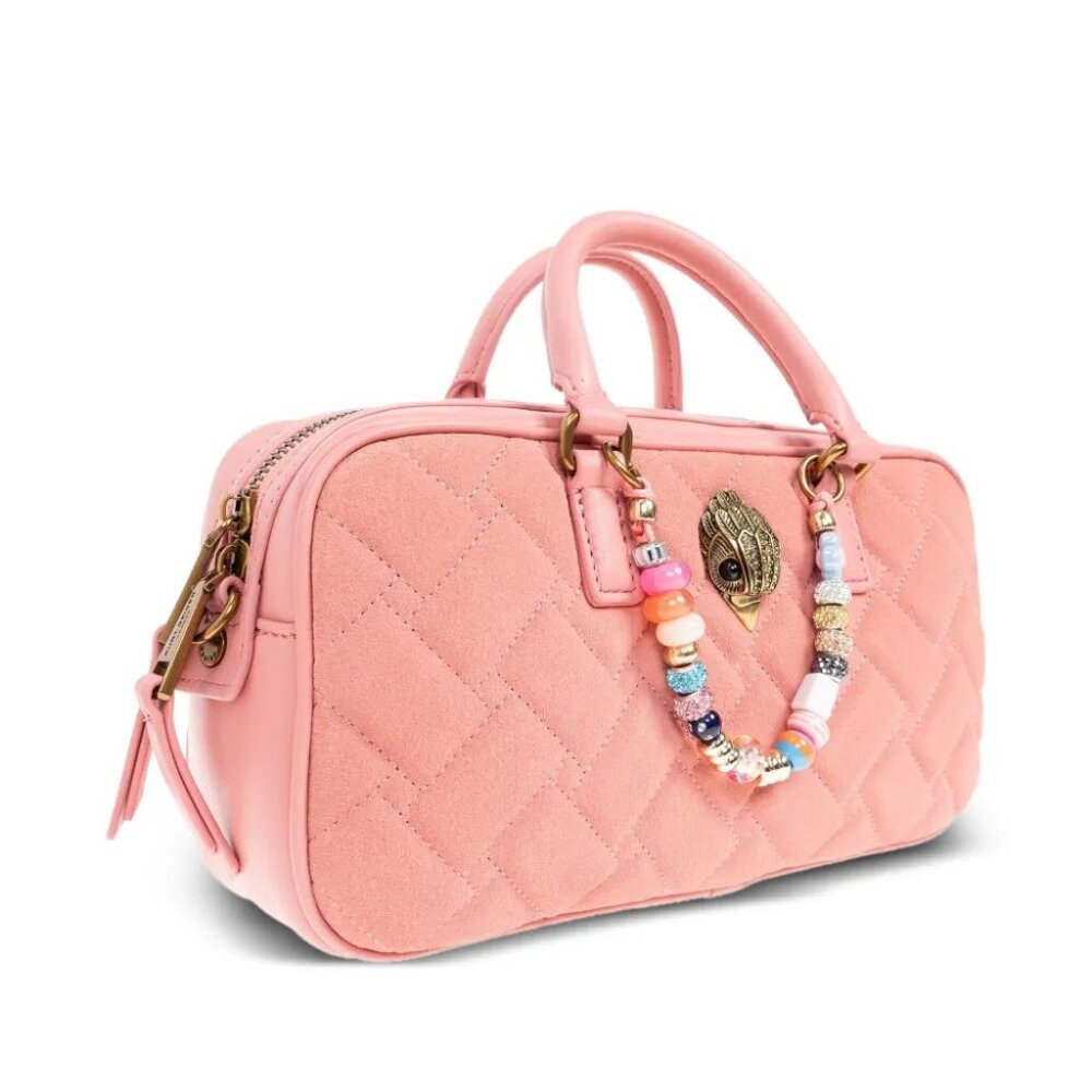 Kurt Geiger London $255 Small Kensington Quilted Duffle Pink Suede Combo NWT! - Picture 6 of 10